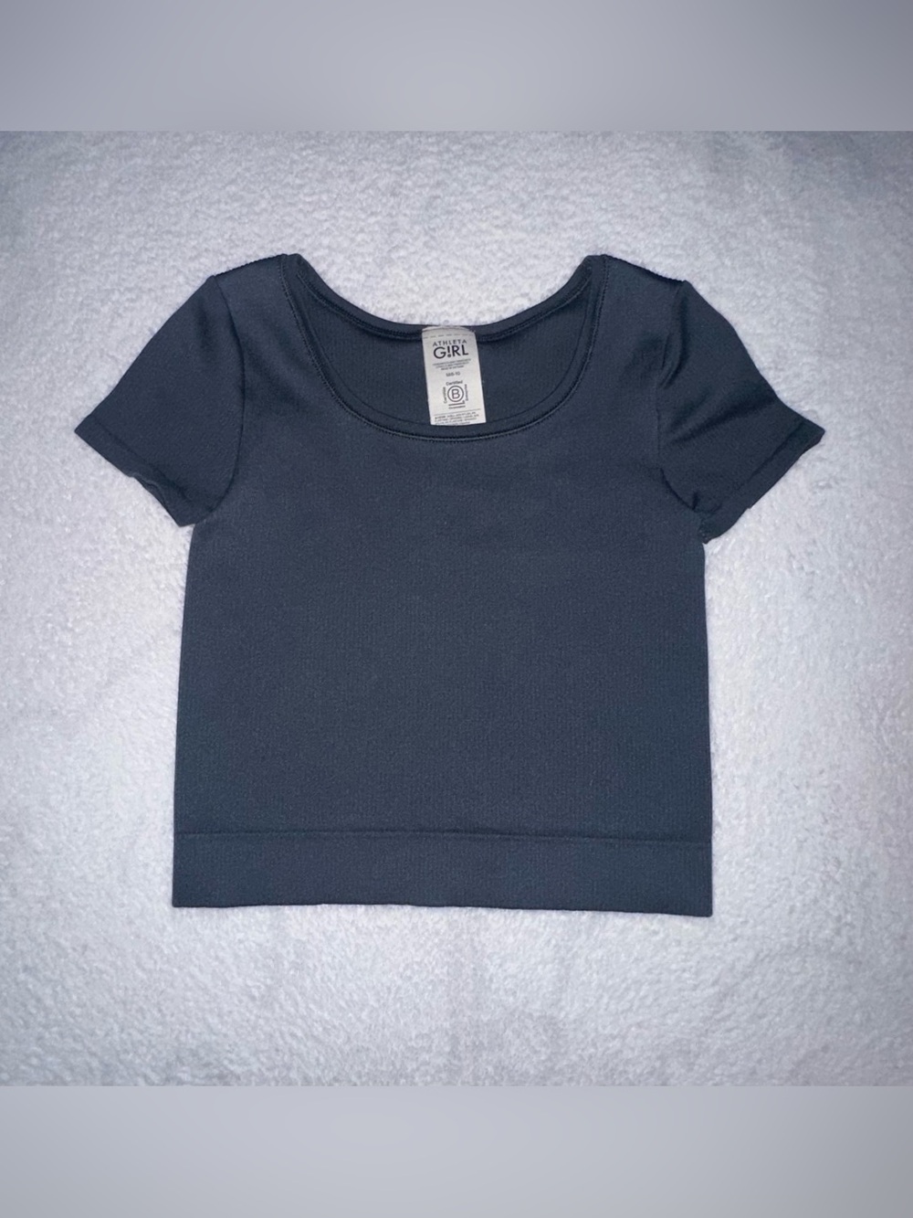 Athleta Girl Rib Crop Tee Gray Seamless Stretch Compression Medium M Blue